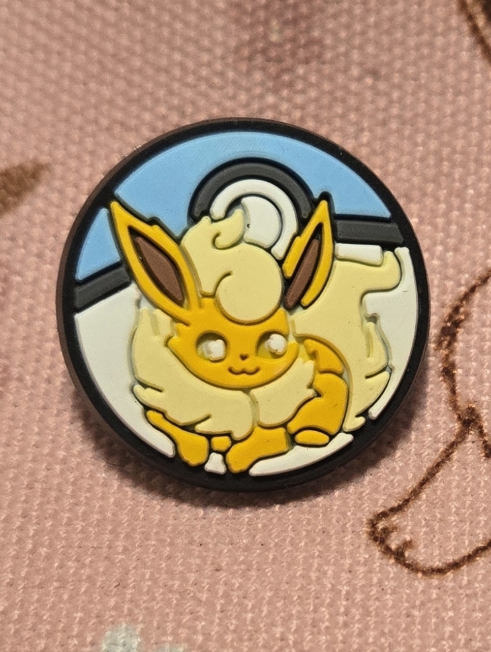 3/$10 Flareon Pokémon Croc Charm – Circular Badge Eeveelution